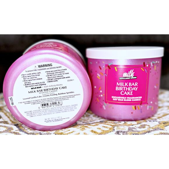 Lot of 2 Bath & Body Works Birthday Cake Milk Bar Large 3-Wick Candle 14.5oz - Picture 3 of 4